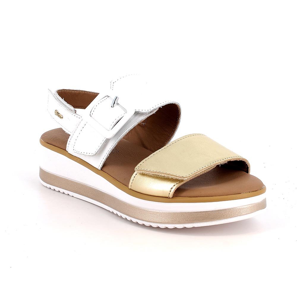 SANDALO DONNA IGI&CO BIANCO/ORO CON FIBBIA E VELCRO 1186533 - immagine 3