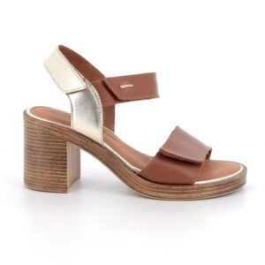 SANDALO SU TACCO IGI&CO  CUOIO/PLATINO CON VELCRO